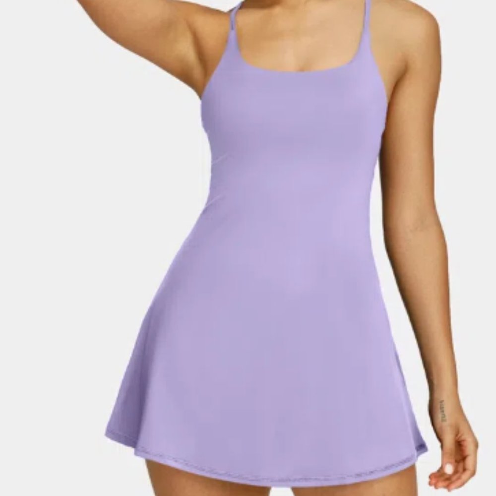 Halara Everyday Cloudful Backless 2-in-1 Flare Activity Dress-Wannabe - Lilac